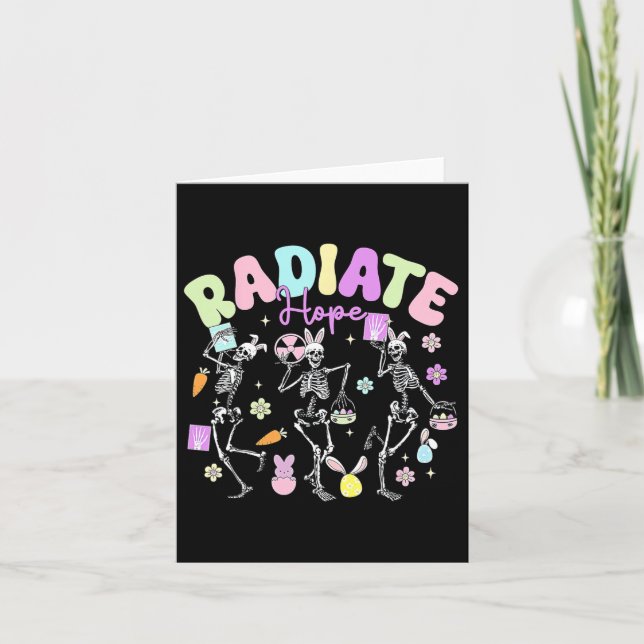 Easter Radiology Therapist Skeleton Dancing Radiat Card (Front)