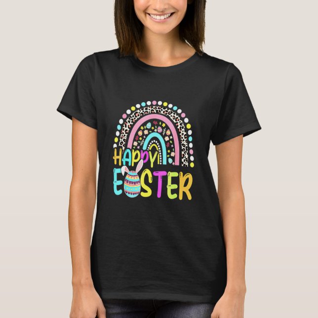Easter Rainbow Bunny Easter Rabbit Egg Hunting Bas T-Shirt (Front)