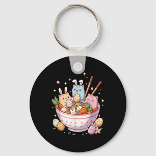 Easter Ramen Cats Cute Anime Happy Easter Day Wome Keychain