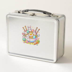 Easter Ramen Cats Cute Anime Happy Easter Day Wome Metal Lunch Box