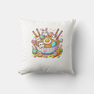 Easter Ramen Cats Cute Anime Happy Easter Day Wome Throw Pillow