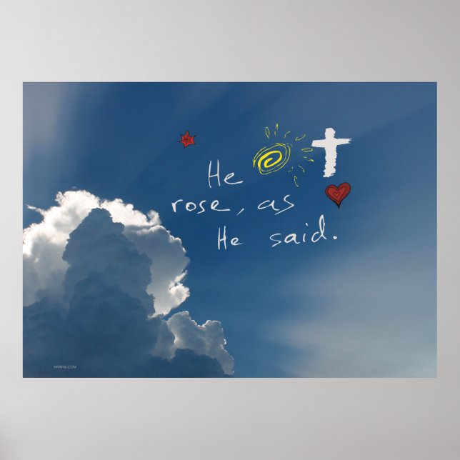Easter Resurrection He Is Risen Jesus Rose Poster (Front)