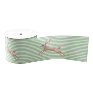 Easter Ribbon with Leaping Bunny Design Grosgrain Ribbon