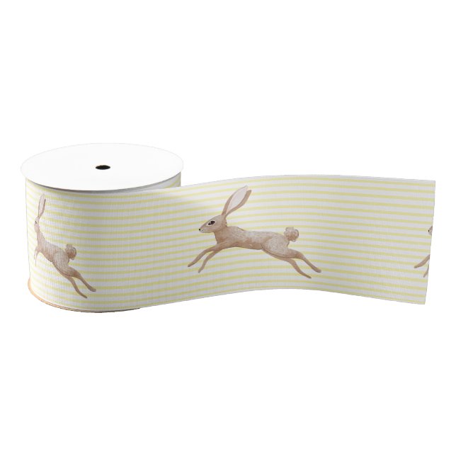 Easter Ribbon with Leaping Bunny Design Grosgrain Ribbon (Spool)