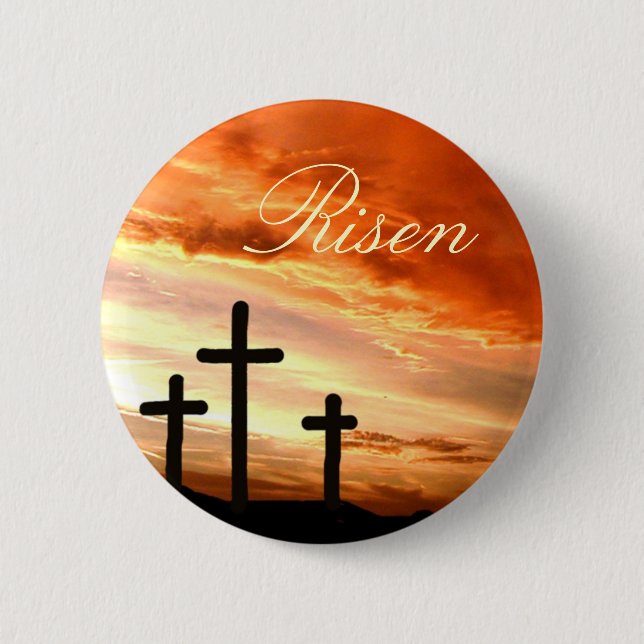Easter risen 2 inch round button (Front)