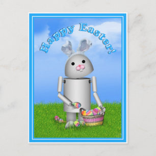Easter Robo-x9 w/Scenic Background & Text Holiday Postcard