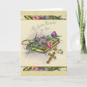Easter Rosary Spiritual Bouquet Floral Holiday Card