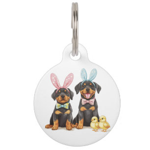 Easter Rottweiler Dogs Bunny Ears Pet Tag