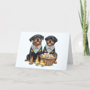 Easter Rottweiler Dogs Easter Basket Holiday Card