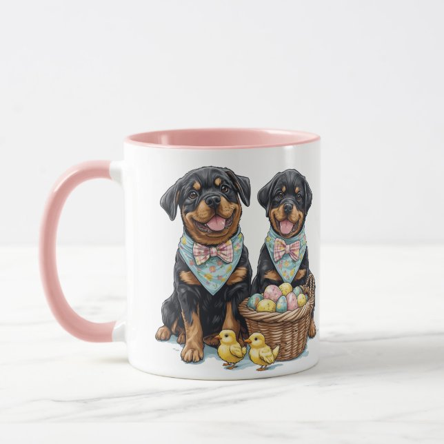 Easter Rottweiler Dogs Easter Basket Mug (Left)