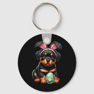 Easter Rottweiler Dogs Pets Lovers Rabbit Egg Eggs Keychain