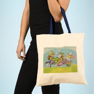 Easter Running Pastel Rabbits Tote Bag