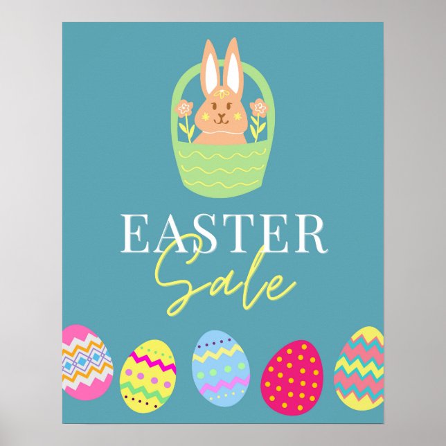 Easter Sale Sign, Easter Rabbit Easter Egg Poster (Front)