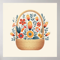 Easter Scandinavian folk basket eggs art