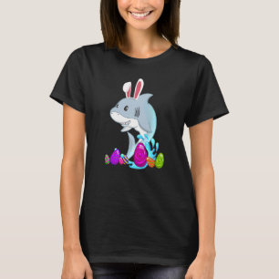 Easter Shark Holiday Bunny Ears Colour Egg Hunt T-Shirt