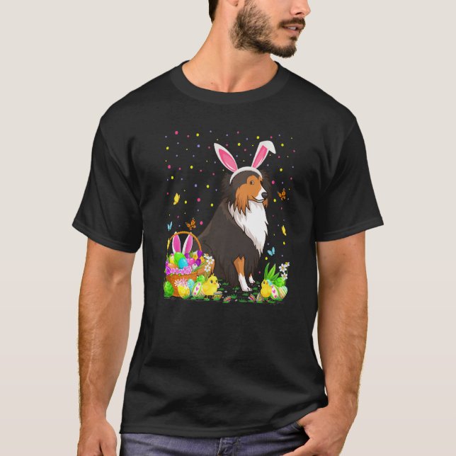 Easter Sheltie Dog Bunny Egg Hunting Sheltie Easte T-Shirt (Front)