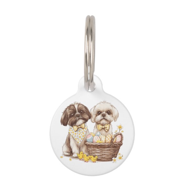 Easter Shih Tzu Dogs Pet Tag (Front)