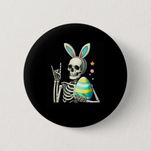 Easter Skeleton Bunny Rock Hand Rocker Boys Kids M 2 Inch Round Button