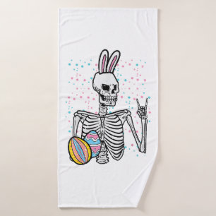 Easter Skeleton Bunny Rock Hand Rocker Boys Kids M Bath Towel