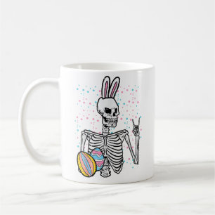 Easter Skeleton Bunny Rock Hand Rocker Boys Kids M Coffee Mug