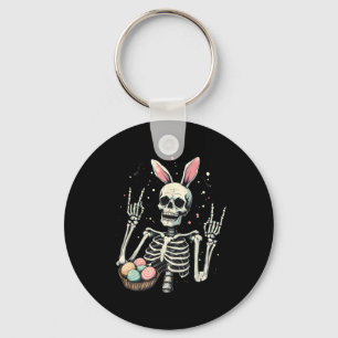 Easter Skeleton Bunny Rock Hand Rocker Boys Kids M Keychain