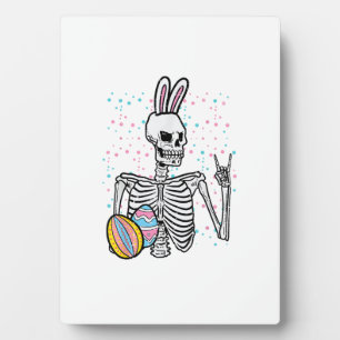 Easter Skeleton Bunny Rock Hand Rocker Boys Kids M Plaque