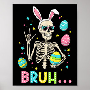Easter Skeleton Bunny Rock Hand Rocker Men Teens K Poster