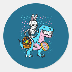 Easter Skeleton Dino Trex Egg Classic Round Sticker