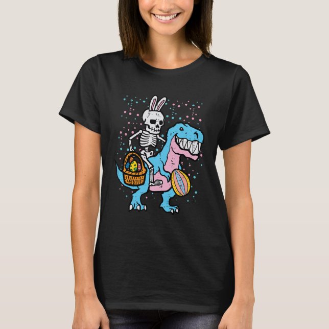 Easter Skeleton On Dino Trex Egg Hunting Toddler B T-Shirt (Front)