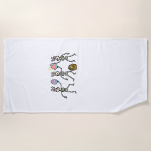 Easter Skeletons Dancing Eggs Funny Bones Men Wome Beach Towel