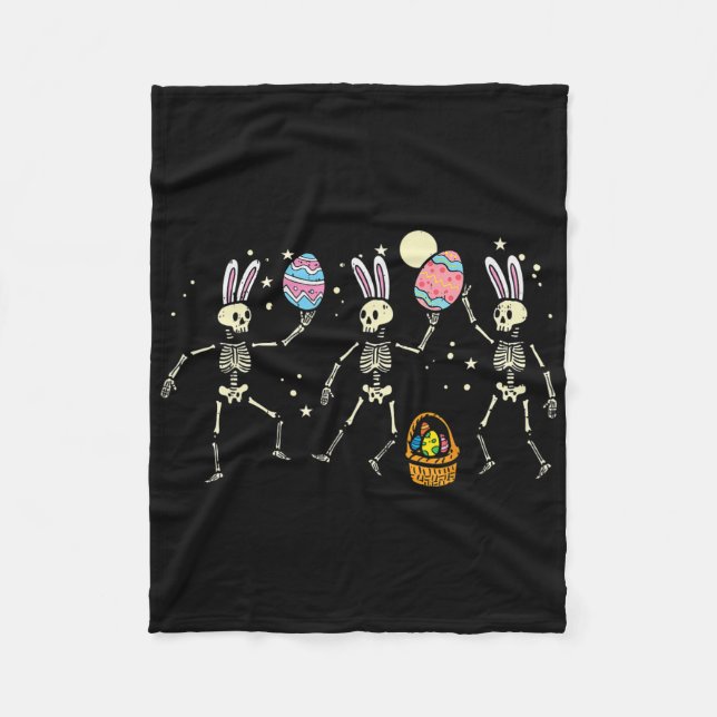 Easter Skeletons Dancing Eggs Funny Bones Men Wome Fleece Blanket (Front)