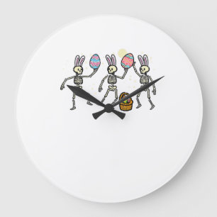 Easter Skeletons Dancing Eggs Funny Bones Men Wome Large Clock