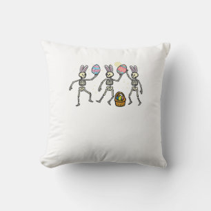 Easter Skeletons Dancing Eggs Funny Bones Men Wome Throw Pillow
