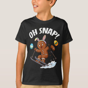 Easter Skiing Gingerbread Man Oh Snap Broken Arm P T-Shirt