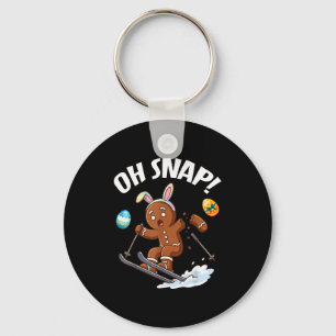 Easter skiing gingerbread man snap broken arm pun keychain