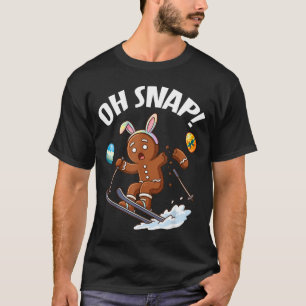 Easter skiing gingerbread man snap broken arm pun T-Shirt