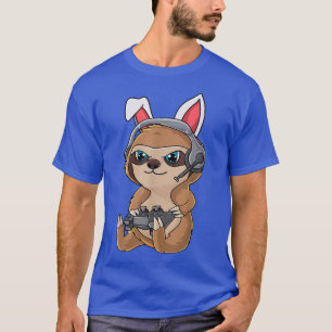 Easter Sloth Bunny Ears Eggs Hunting Boys Kids Vid T-Shirt