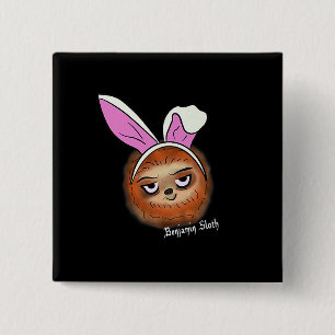 Easter Sloth With Bunny Ears Premium 2 Inch Square Button