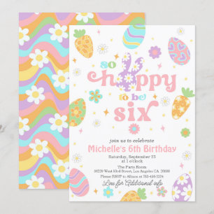 Easter So Hoppy to Be Six Birthday Invitation