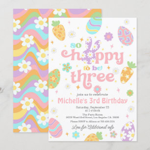 Easter So Hoppy to Be Three Birthday Invitation