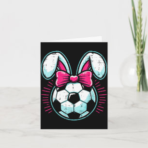 Easter soccer ball bunny ears bow cute boys girls card