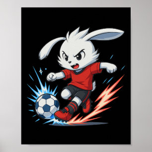 Easter Soccer Bunny Anime Chibi Sports Kids Poster
