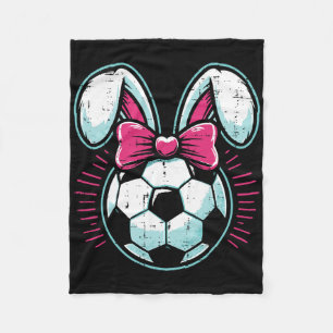 Easter Soccer Ll Bunny Ears Bow Cute Boys Girls Ki Fleece Blanket