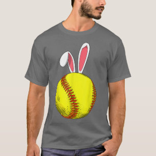Easter Softball Bunny Rabbit Ears For Mom Kids Boy T-Shirt