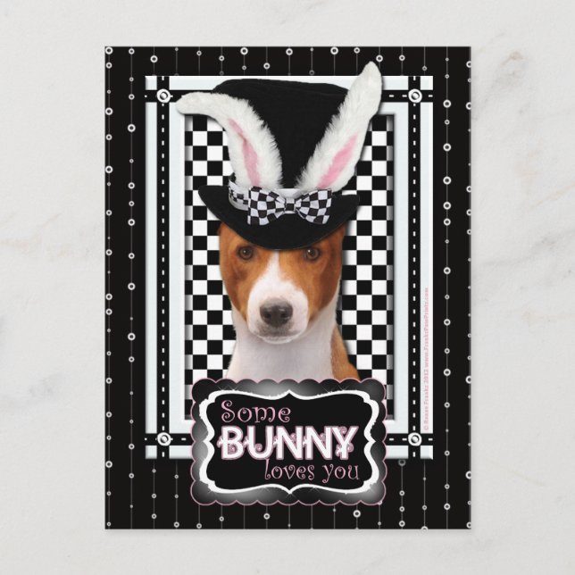Easter - Some Bunny Loves You - Basenji Holiday Postcard (Front)