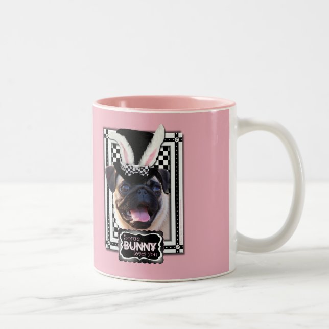 Easter - Some Bunny Loves You - Pug Two-Tone Coffee Mug (Right)
