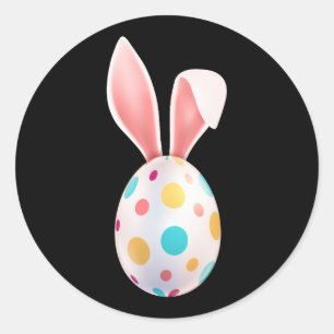 " EASTER" SPECKLED EGG & BUNNY EARS CLASSIC ROUND CLASSIC ROUND STICKER