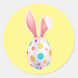 " EASTER" SPECKLED EGG & BUNNY EARS  CLASSIC ROUND STICKER