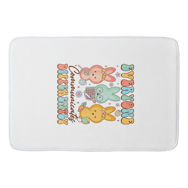 Easter Speech Therapy SLP Everyone Communicates Di Bath Mat (Front)