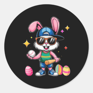 Easter Sport Happy Easter Bunny Playing Sell Kids Classic Round Sticker